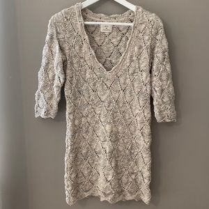 Pins & Needles Half Sleeve Long Sweater Cream Sz Medium